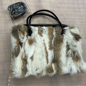 Chic Brown and White Faux Fur Tote Bag (was custom made)
